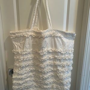 India Rose White Ruffled Laundry Bag, - image 1